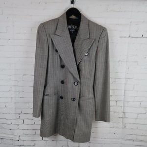 ESCADA GREY PIN STRIPED DOUBLE BREASTED JACKET